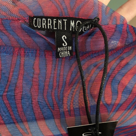 NWT Current Mood pink and blue zebra print mesh long sleeve top, size small - Picture 4 of 4